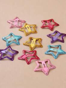 10/25/48pcs Colorful Glitter Star Hair Clips, Sweet & Stylish Decor For Girls, Holiday Party Hair Accessories - Multicolor - View 5