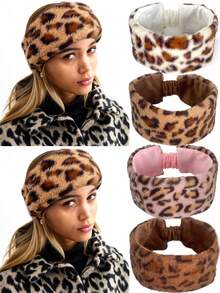 1 pièce Bandeau épais à double couche en tricot unicolore avec croisement pour femmes, doublure chaude, bandeau épais convenant aux sports, à l'hiver, accessoire de cheveux élastique pour femmes et filles, foulard d'hiver pour femmes, serre-tête pour femmes - Multicolore - Voir 14
