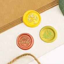 Copper Plant Pattern Wax Seal Stamp With Wooden Handle, Suitable For Wedding And Birthday Invitations, Gift Packaging - A - View 5