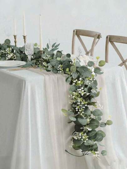 1/2/3/5/6/9 piezas Guirnalda de eucalipto artificial de 6 pies, guirnalda de hojas de eucalipto verde y de dólar plateado, adecuada para decoración del hogar, boda, fiesta, camino de mesa, decoración de chimenea. Suministros para bodas, decoración navideña, decoración de Halloween, decoración de pared de sala de estar, decoración de otoño, plantas artificiales para el Día de San Valentín