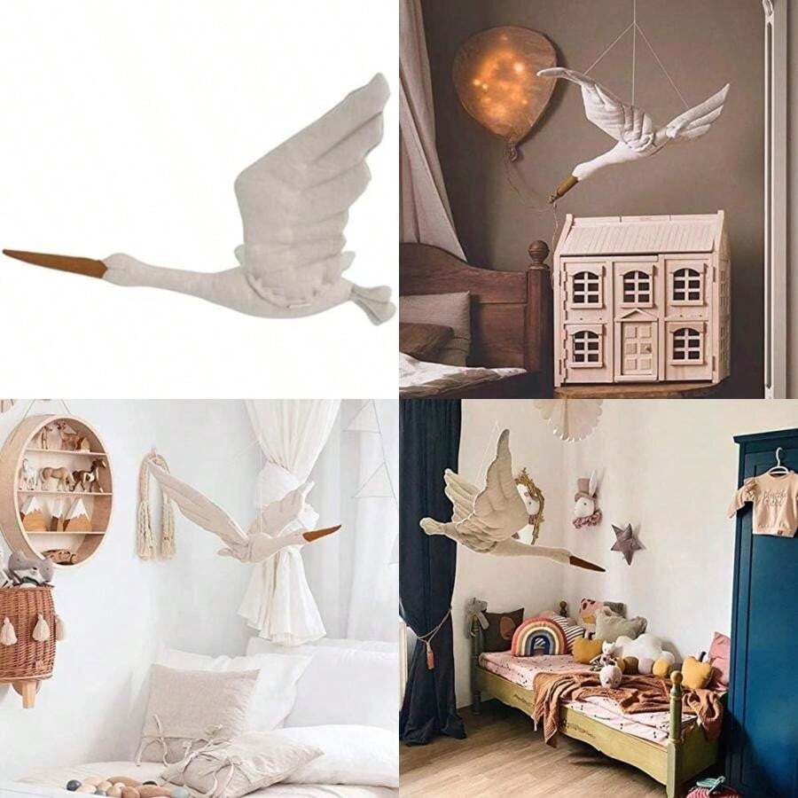 OhhGo - Cisne para decoración de pared, para colgar en el techo, juguete de peluche para habitación de niños, cuna, móvil, cuarto de guardería(default) - Multicolor - Ver 1