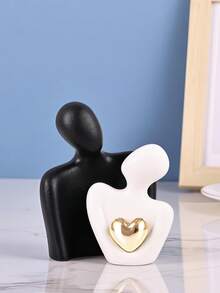 2个迷你情侣雕像（3.35英寸），白色树脂摆件，适合摆放在卧室架子上，是浪漫周年纪念日、婚礼和情人节情侣礼物的理想之选。