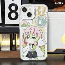 Chibi Muichiro Tokito & Giyu Tomioka Phone Case For  15/14/13 - Trendy Anime Graphic Aesthetic Protective Clear Cover - Rosa - Ver 7