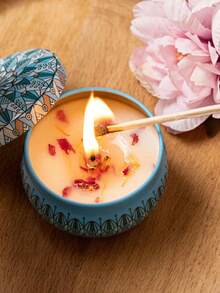 Scented Candle Set, Comes With Colorful Gift Box, Assorted Fragrance Combinations, Aromatic And Concentrated Scent, Smokeless, Long Burning Time - An Ideal Christmas Gift For Family And Friends, Also Suitable As Wedding, Birthday, Holiday, Wedding Anniversary, Home Fragrance Candle, Unisex Candle Gift For Birthday, Christmas, Yoga Bath, Valentine's Day, Can Be Used For Home And Hotel Decoration, Vintage Pattern Design, Soy Wax Material - Multicolor - View 4