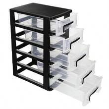 Cabilock 5-Tier Plastic Drawers Storage Unit Clear Craft Storage Drawer Unit Small Organiser Bins For Office Stationery Makeup Organization - As Pic - View 5