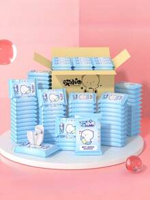 10 st/100 st mini bärbara våtservetter för händer och mun, vårdservetter, 1 förpackning med 10 stycken, utdragbara rengöringsservetter - Multifärgad - Visa 3