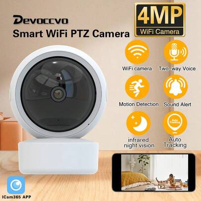 Camera PTZ WiFi trong nhà thông minh 4MP 1440P, nguồn USB, dùng để giám sát thú cưng/chăm sóc người già, có chức năng phát hiện chuyển động, tự động theo dõi, âm thanh hai chiều, tầm nhìn ban đêm hồng ngoại, chức năng PTZ 355°, giám sát 24/24, thích hợp cho an ninh gia đình, giám sát cửa hàng và các dịp khác.