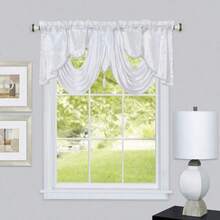 GOHD Valarie Fancy Window Valance 54 X 18 Taffeta Fabric With Soft Satin Swag Add Some Royal Luxruy Accent To Your Home (Coffee) - ColorJ - 查看 2