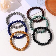 12Pcs Tiger Eye Bracelet For Men 8MM Natural Stone Beads Bracelet Set Stretch Lava Rock Bracelets Adjustable Black Crystal Beaded Bracelet For Men Women Gifts,12PCS - 12件 - 查看 8