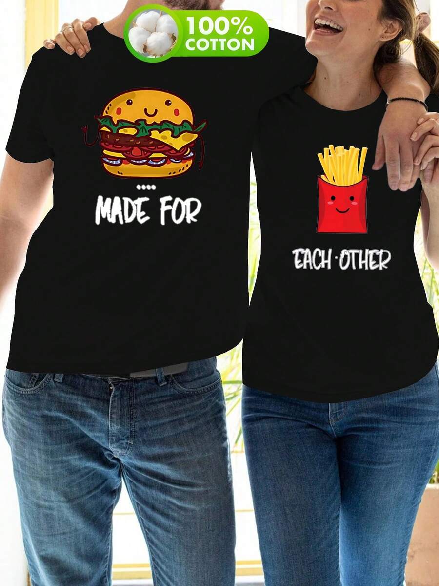 Camiseta de moda casual cómoda para parejas de hombres y mujeres, con cuello redondo y mangas cortas, que combina  y moda. - Vestido negro individual para mujer - Ver 1
