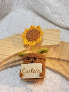1pc Laser Engraved Customized Positive Affirmation Potted Plant, Cute Crochet Figurine, Plant Imitation, Suitable For Party, Wedding, Birthday And Valentine's Day Novelty Gift - Multicolor - View 14