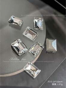 30pcs Shiny White Transparent Square Tip Diamond Glass Nail Art Rhinestone Decorations - Multicolor - View 9