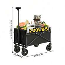 INBRAVE 220 Lbs/ 450 Lbs Heavy Duty/ 680 Lbs Practical Fully Foldable Cart, Large Capacity Camper Suitable For Yard Shopping/ Sports/ Outdoor/ Gardening Equipment Transport, Black Multi-Purpose Tool Cart, Outdoor Utility Cart, Foldable Design, Heavyduty Cart - màu đen - Xem 9
