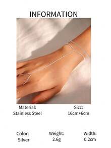 1 pieza Juego de pulsera y anillo minimalista de acero inoxidable, accesorio básico de estilo diario (cantidad de cuentas aleatoria) - Plateado - Ver 6