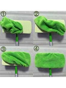 2/4/6 Pcs Reusable Microfiber Mop Pads Compatible , Dry And Wet Dual-Purpose Flat Mop Covers, Washable Pads For Surface/Hardwood Floor Cleaning (Mop Not Included) - 綠色 - 查看 4