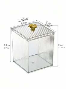 透明亚克力化妆品收纳盒，带盖，可收纳清洁棉片、化妆海绵、口红、发圈、美容工具等，简约风格，适用于梳妆台面，防尘可堆叠，浴室家居装饰 - 彩色 - 查看 6