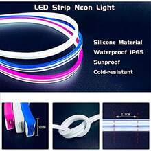 Tira Neón Flex 5 Metros 12 Voltios Impermeable Adaptador Luces Neon Decoración Cuarto Exteriores Habitación ()(Rosa Neón + Adaptador) - Multicolor - Ver 4