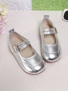 2026 Spring & Autumn New Children Flat Shoes, Girls Casual Fashion Versatile Comfortable Soft Bottom Round Toe Flat Shoes, Student Shoes, Princess Shoes - Silver - View 4
