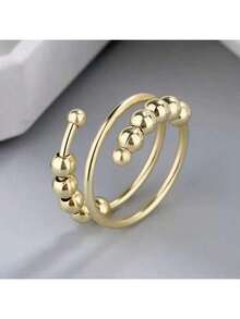 Brass Bead Rotating Ring, Open Bead Ring, Etc. Stress Relief And Anxiety Reduction Toys, Suitable For Toys, Games, Hobbies, Collectibles, Party Supplies, Youth Creative Toys, Youth Stress Relief Toys, Holiday Gifts, Valentine's Day Gifts, And Birthday Gifts. - Multicolor - View 3