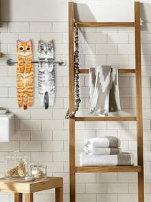 1pc/3pcs Cute Cat & Dog Pattern Hand Towels, Realistic Design, Thickened Hanging Hand Towels Suitable For Kitchen, Bathroom And Washroom - Multicolor - View 11