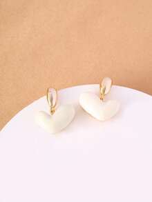 一对优雅滴油心形耳钉，时尚迷人，适合日常通勤和约会佩戴。 - 金色 - 查看 3