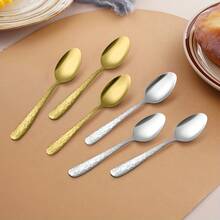 2/4/6/12pcs Unique Cube Design Demitasse Espresso Spoons, Mini Coffee Spoon, Fine Stainless Steel Tea Spoon, Tiny Dessert Spoon, Cute Ice Cream Spoon Seasoning Spoon, Mirror Polished