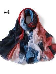 1 件高品质扎染长款头巾，女士彩色柔软披肩，穆斯林围巾，轻薄夏季马来西亚纯色头巾