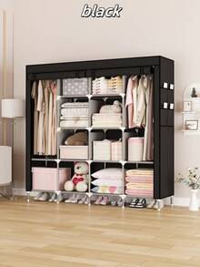 1pc Modern-Style Foldable Roller Door Wardrobe, Large-Capacity With Multiple Compartments And Pockets Storage Rack, Easy To Assemble, Durable And Space-Saving, Clothes Storage Cabinet For Bedroom, Dormitory And Home Use, Available In Multiple Colors, Essential Storage Solution For Dormitories - Multicolor - View 1