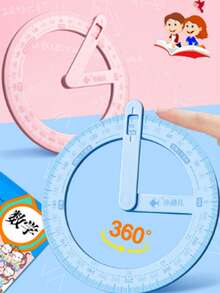 1 Set Cartoon 360 Degree Rotatable Angle Teaching Aids, Math Angle Decomposition Drawing Geometric Protractor, Multifunctional Drawing Ruler, 360 Degree Movable Angle Teaching Tool, 360 Degree Movable Angle Teaching Ruler, Math Angle Decomposition Recognition Multifunctional Angle Ruler Demonstrator, Back To School