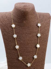 1pc Fashionable, Elegant & Charming Lucky 5-Petal Flower Necklace/Sweater Chain For Women - Multicolor 2 - View 2