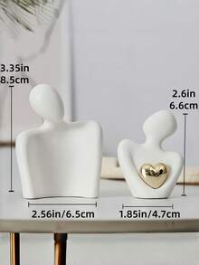 2个迷你情侣雕像（3.35英寸），白色树脂摆件，适合摆放在卧室架子上，是浪漫周年纪念日、婚礼和情人节情侣礼物的理想之选。