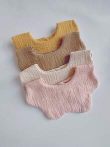 6层纱布花瓣婴儿围兜，360°防吐奶口水巾，柔软亲肤韩式纯色婴儿围兜 - 彩色 - 查看 12