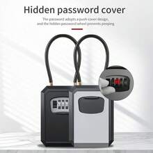 King of Cars 壁挂式密码保险箱，轻便悬挂式保险箱，用于存放重要物品、珠宝、贵重物品，入口处有钥匙锁箱