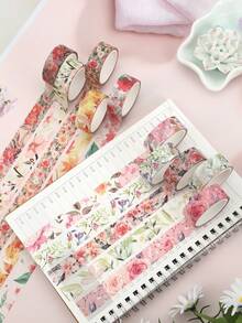 10 Rolls Of Floral Pattern Washi Tape - Creative Multi-Flower Combination Style Design - Decorative Material Tape For DIY, Photo Albums, Greeting Cards, Scrapbooks And Diaries - Fashion Stationery Decorative Tape, Gifts For Friends