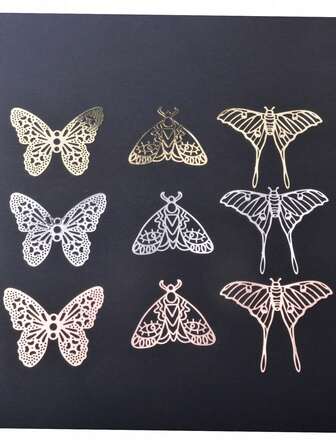 6pcs Brass, White K, Rose Gold Filigree Charms, Jewelry Accessories, Moth & Butterfly Pendants For DIY Earrings Handmade Crafts
