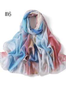 1 件高品质扎染长款头巾，女士彩色柔软披肩，穆斯林围巾，轻薄夏季马来西亚纯色头巾