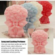 Vela perfumada de oso, velas en forma de oso rosa, velas de aromaterapia de cera de soja hechas a mano, vela decorativa bonita para regalos - Azul - Ver 8