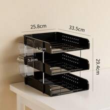 1个A4纸张文件收纳架，办公桌文件托盘，多层PET穿孔板储物架 - 彩色 - 查看 3