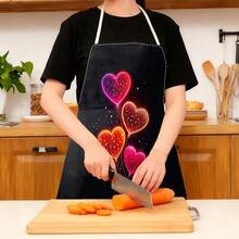 1pc Heart Pattern Printed Apron, 100% Polyester, Sleeveless, Neck Strap Design, Suitable For Cooking, Baking And Entertainment, Great For Home, Restaurant, Party, Outdoor BBQ, Baking Apron | Vibrant Apron | Polyester Apron | Printed Apron - Multicolor - View 2