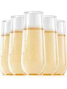 2/5/10个装 9盎司透明玻璃边杯，适用于盛装水、果汁、鸡尾酒、葡萄酒和甜点饮品。是生日、婚礼、节日、万圣节、圣诞节和新年派对的理想之选。[可重复使用] - 彩色 - 查看 12