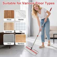 Microfiber Dust Mop Set For Floor Cleaning, Flat Mop For Wet &Amp; Dry To Clean Washable Flip Mops Pad For Ocedar Hardwood Floor 'N More 3-Action Mop, Adjustable 58" Mops Handle &Amp; 2 Reusable Refill &Amp; Base - 紅灰色 Promist Max 拖把 - 查看 6