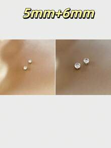 1对男士磁性耳环，无需耳洞，立方氧化锆耳钉夹式耳环 - 彩色 - 查看 16