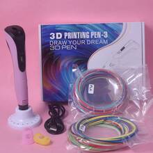 Bolígrafo de impresión 3D con pantalla LCD, ajuste de 3 velocidades, filamento PLA de 1.75mm, manualidades creativas profesionales DIY, regalo de cumpleaños - Rosa - Ver 7