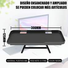 Estante Organizador de 30cm en Negro de ABS - Soporte para Pantalla, Monitor, Celular y TV, No Requiere Ensamblaje, Carga de 3 kg - Negro - Ver 4