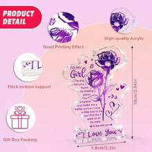 Purple Acrylic "I Love You" Best Girlfriend Gifts, Christmas, Valentine's Day, Birthday Gifts For Her - Transparent - View 2