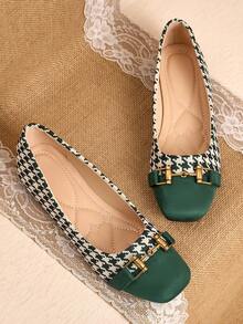 Women's Metal Decor Casual Versatile Flat Shoes - Green - View 3
