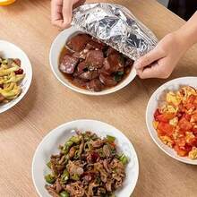 50pcs Aluminum Foil Elastic Food Covers | Fridge Freshness Lids, Fit Bowls, Plates, Dishes - Keep Food Warm & Fresh, Ideal For Christmas Leftovers - Multicolor - View 2