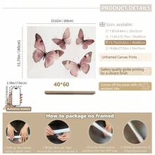 1pc Canvas Wall Art Butterfly Design _ Pink Watercolor Butterfly Painting _ Burgundy-Style Artwork _ Printable Wall Decor _ Girls' Room Decor Baby Room Supplies Girls' Bedroom Decorative Art - Framed Nursery Wall Art Perfect For Children's Room Decor, Playroom Decor Children's Room Decor Nursery Decor