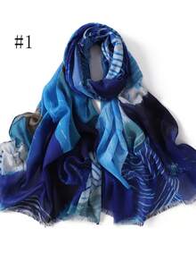 1 件高品质扎染长款头巾，女士彩色柔软披肩，穆斯林围巾，轻薄夏季马来西亚纯色头巾
