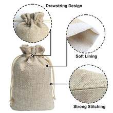 1/50/100pcs Hemp Drawstring Bags, Size 3.54 X 2.76 Inches, High Quality Jewelry And Necklace Storage Pouches. Suitable For Storing Jewelry, Bracelets And Necklaces. Can Be Used For Packaging Small Gifts, Folk Arts, Ladies Gifts And Friendship Gifts. Also Suitable For Decorating Valentine's Day Gift Bags, Retro Style Gift Bags, And For Weddings, Christmas And DIY Crafts. - Drawstring Bag - View 3